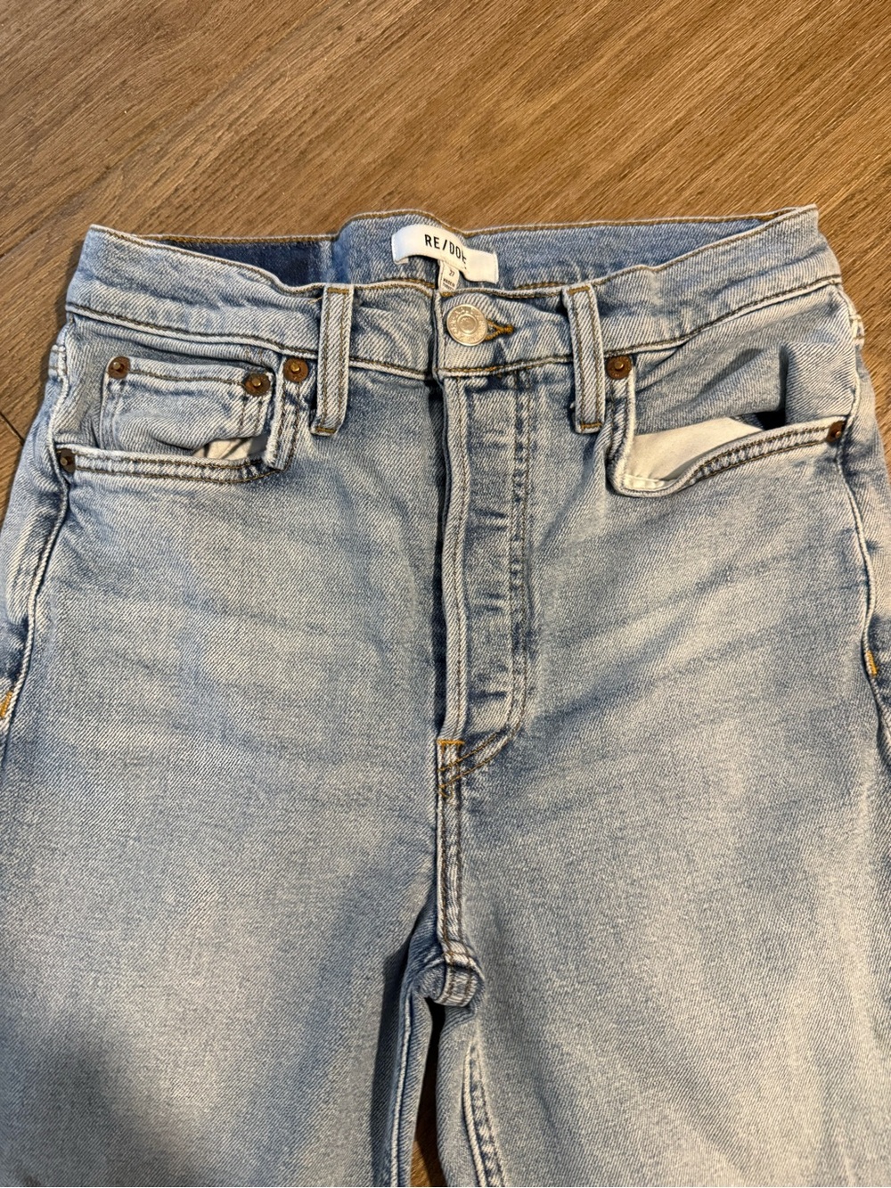 Re/Done Light Blue Denim Jeans with White Label